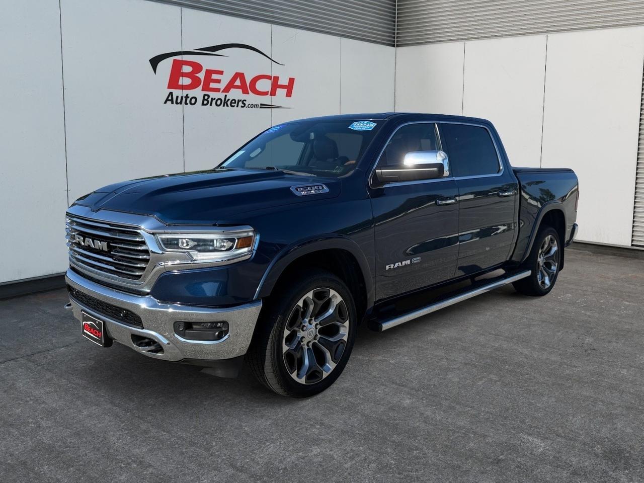 2019 Ram 1500 Longhorn, HEATED/VENTILATED SEATS, HEATED REAR SEATS, MOONROOF, APPLE CARPLAY/ANDROID AUTO, BACKUP CAMERA, NAVIGATION, POWER SLIDING REAR WINDOW, TOW PACKAGE, TOW HOOKS, BED LINER, CLEAN CARFAX, ONLY 1 OWNER!