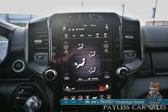 2019 Ram 1500 Rebel / 4X4 / Crew Cab / Auto Start / Heated & Cooled Leather Seats / Heated Steering Wheel / Pano Sunroof / Harman Kardon Speakers / Blind Spot Alert / Apple CarPlay & Android Auto / Back Up Camera / Bed Liner / Tow Pkg Anchorage AK