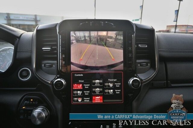 2019 Ram 1500 Rebel / 4X4 / Crew Cab / Auto Start / Heated & Cooled Leather Seats / Heated Steering Wheel / Pano Sunroof / Harman Kardon Speakers / Blind Spot Alert / Apple CarPlay & Android Auto / Back Up Camera / Bed Liner / Tow Pkg Anchorage AK