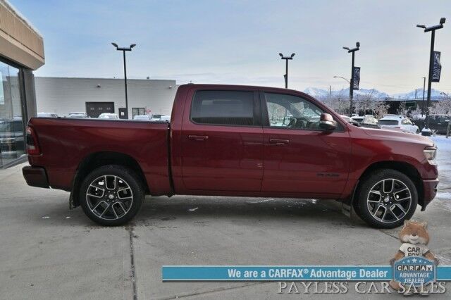2019 Ram 1500 Rebel / 4X4 / Crew Cab / Auto Start / Heated & Cooled Leather Seats / Heated Steering Wheel / Pano Sunroof / Harman Kardon Speakers / Blind Spot Alert / Apple CarPlay & Android Auto / Back Up Camera / Bed Liner / Tow Pkg Anchorage AK