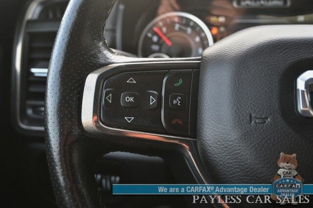 2019 Ram 1500 Rebel / 4X4 / Crew Cab / Auto Start / Heated & Cooled Leather Seats / Heated Steering Wheel / Pano Sunroof / Harman Kardon Speakers / Blind Spot Alert / Apple CarPlay & Android Auto / Back Up Camera / Bed Liner / Tow Pkg Anchorage AK