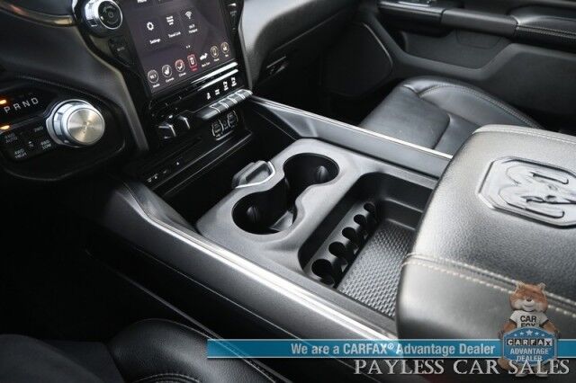 2019 Ram 1500 Rebel / 4X4 / Crew Cab / Auto Start / Heated & Cooled Leather Seats / Heated Steering Wheel / Pano Sunroof / Harman Kardon Speakers / Blind Spot Alert / Apple CarPlay & Android Auto / Back Up Camera / Bed Liner / Tow Pkg Anchorage AK