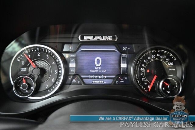 2019 Ram 1500 Rebel / 4X4 / Crew Cab / Level 2 Group / Auto Start / Heated & Cooled Leather Seats / Heated Steering Wheel / Navigation / Panoramic Sunroof / Alpine Speakers / Blind Spot Alert / Apple CarPlay & Android Auto / Tow Pkg Anchorage AK