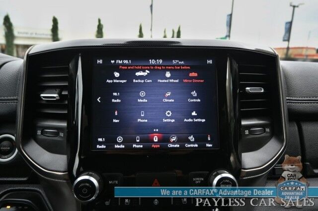 2019 Ram 1500 Rebel / 4X4 / Crew Cab / Level 2 Group / Auto Start / Heated & Cooled Leather Seats / Heated Steering Wheel / Navigation / Panoramic Sunroof / Alpine Speakers / Blind Spot Alert / Apple CarPlay & Android Auto / Tow Pkg Anchorage AK
