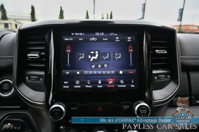 2019 Ram 1500 Rebel / 4X4 / Crew Cab / Level 2 Group / Auto Start / Heated & Cooled Leather Seats / Heated Steering Wheel / Navigation / Panoramic Sunroof / Alpine Speakers / Blind Spot Alert / Apple CarPlay & Android Auto / Tow Pkg Anchorage AK