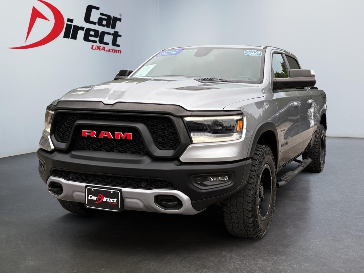 2019 Ram 1500 Rebel, CUSTOM PRO COMP WHEELS, RUNNING BOARDS, TOW PACKAGE, BACKUP CAMERA, LANE KEEP ASSIST, BLIND SPOT ALERT, HEATED SEATS, HEATED STEERING WHEEL, APPLE CARPLAY/ANDROID AUTO, LOW MILES, CLEAN CARFAX, RULE THE ROAD IN A REBEL!