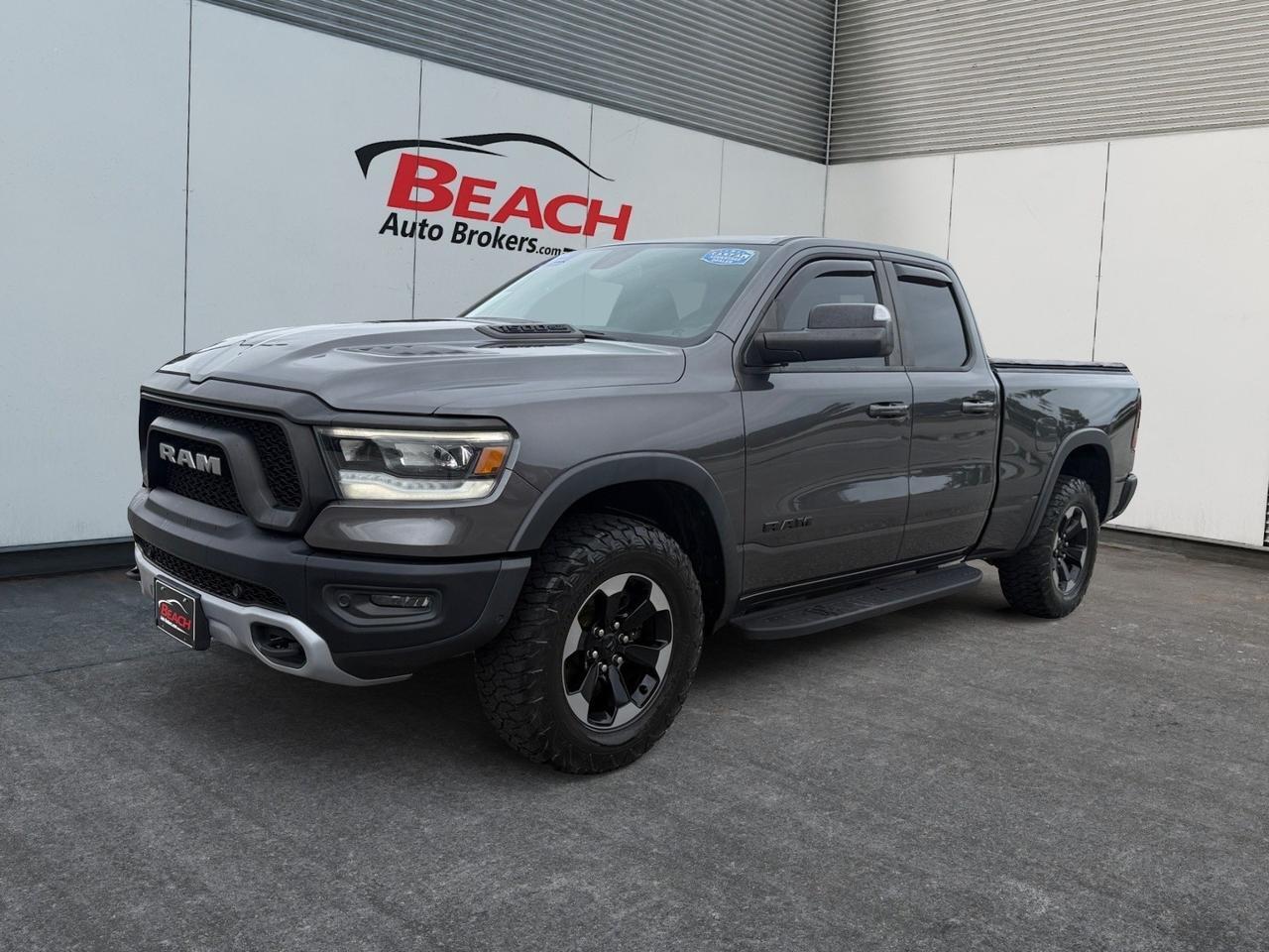 2019 Ram 1500 Rebel, HEATED SEATS, APPLE CARPLAY/ANDROID AUTO, RUNNING BOARDS, TOW PACKAGE, TOW HOOKS, POWER FOLDING MIRRORS, BACKUP CAMERA, HEATED STEERING WHEEL, POWER SLIDING REAR WINDOW, REMOTE START, CLEAN CARFAX!