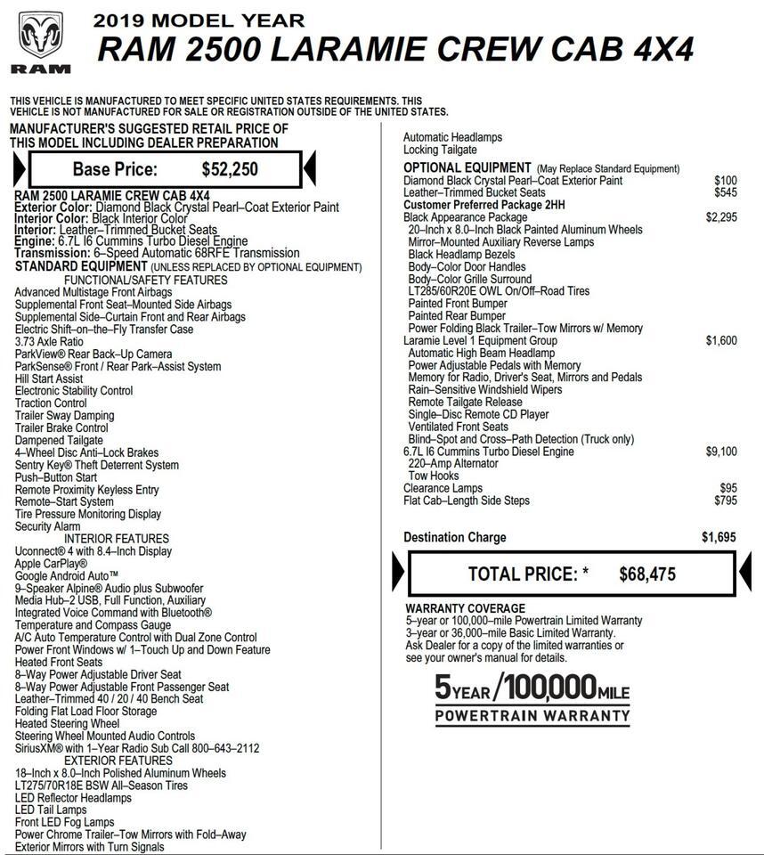 2019 Ram 2500 Laramie 4X4 / Level 1 Equipment / Turbo Diesel! Lincolnton NC