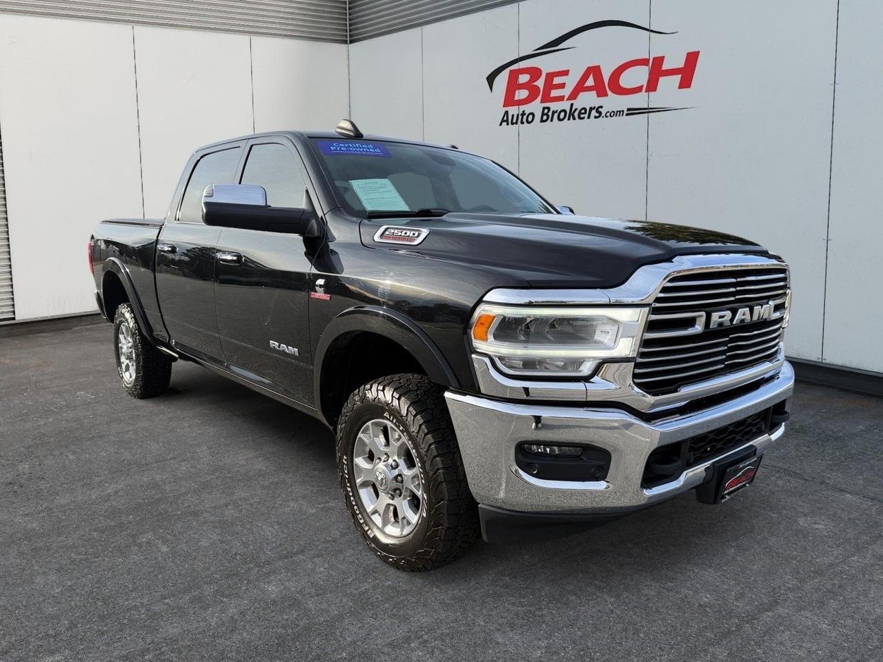 2019 Ram 2500 Laramie, HEATED/VENTILATED SEATS, HEATED STEERING WHEEL, TOW HOOKS, POWER/HEATED MIRRORS, BACKUP CAMERA, APPLE CARPLAY/ANDROID AUTO, REMOTE START, UNIVERSAL GARAGE DOOR OPENER, ALPINE SPEAKERS, CLEAN CARFAX!