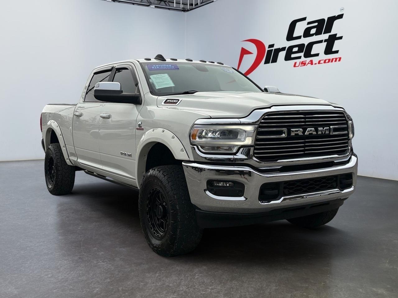 2019 Ram 3500 Laramie, POWER RUNNING BOARDS, BLIND SPOT ALERT, PUSH BUTTON START, HEATED & COOLING SEATS, APPLE CARPLAY/ANDROID AUTO, REMOTE RELEASE TAILGATE, LOW MILES, ONLY 1 OWNER, GO BIG IN THIS 3500!