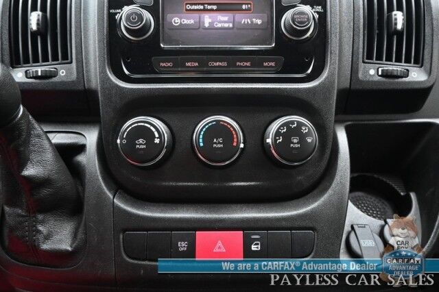 2019 Ram ProMaster Cargo Van High Roof / 3.6L V6 / Power Locks, Windows & Mirrors / Bluetooth / USB Input / Back Up Camera / Rear Park Sensors / Air Conditioning / Pass Through Bulkhead / Adjustable Built In Shelving Anchorage AK