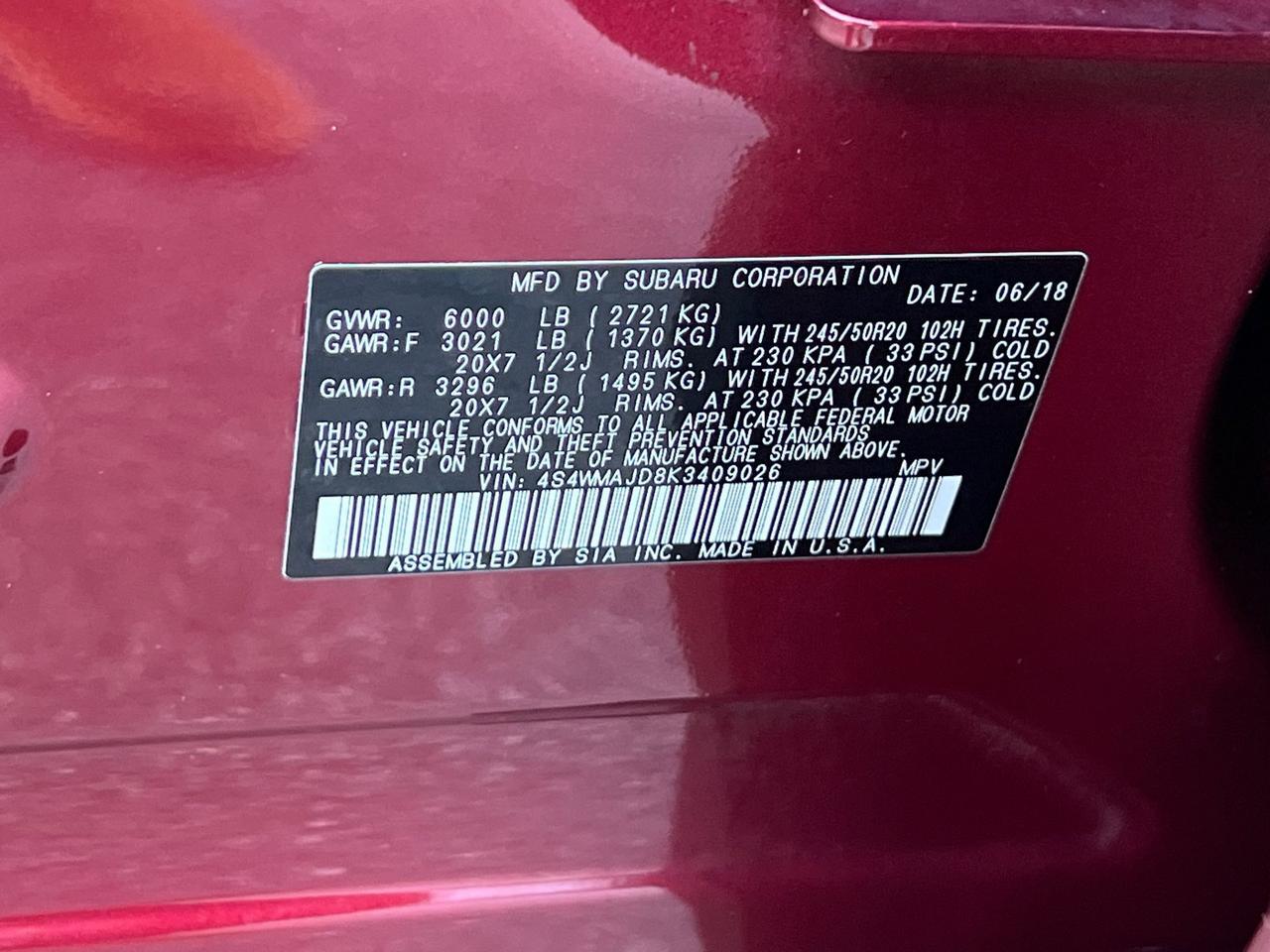 2019 Subaru Ascent Limited Hagerstown MD