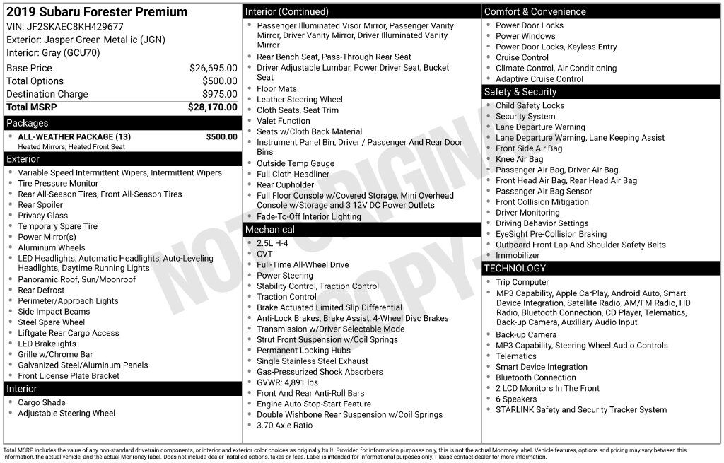 2019 Subaru Forester Premium OR