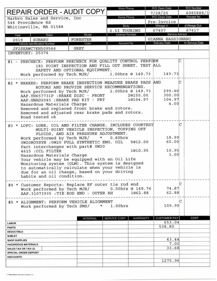 2019 Subaru Forester Touring - 1 OWNER - FULLY LOADED Webster MA