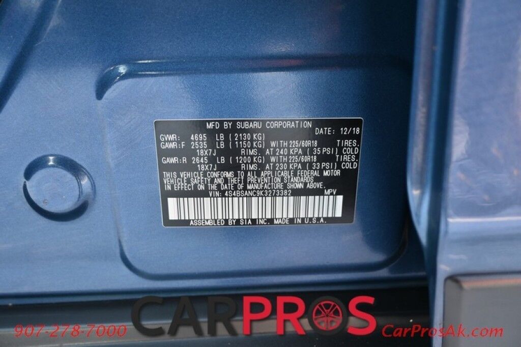 2019 Subaru Outback Limited - All Wheel Drive - Front & 2nd Row Heated Leather Seats - Harmon/Kardon Sound System - Power Sunroof - NAV - Bluetooth - Backup Camera - Push To Start w/ Keyless Entry Anchorage AK