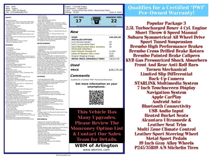 2019 Subaru WRX STI AWD