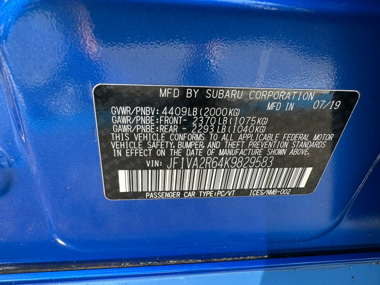 2019 Subaru WRX STI Manual Jacksonville FL