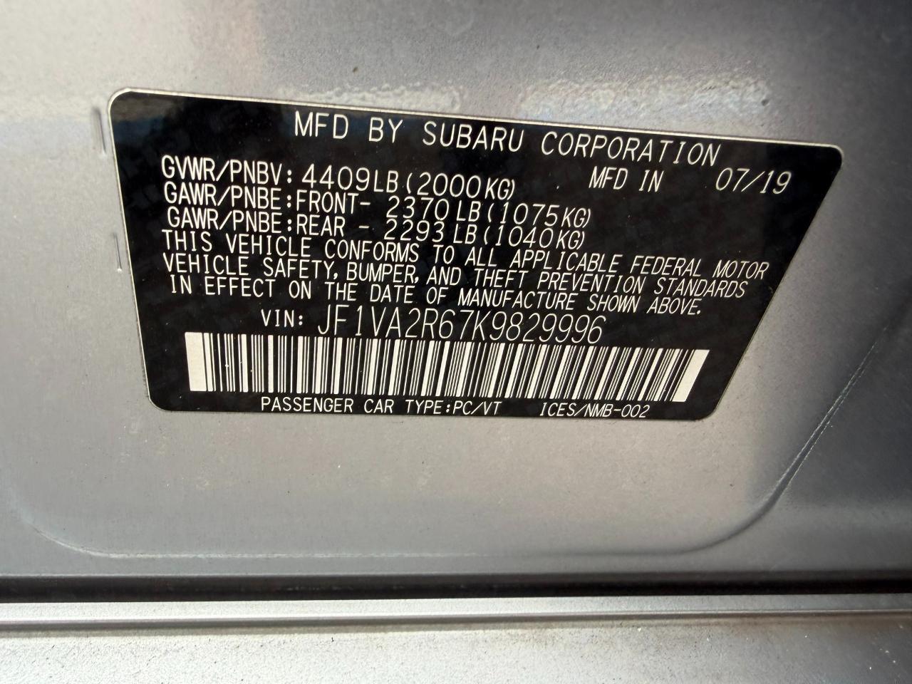 2019 Subaru WRX STI Manual Jacksonville FL