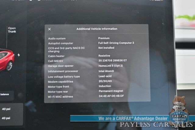 2019 Tesla Model 3 Performance / AWD / 450HP / Full Self Driving Included / Power & Heated Leather Seats / Fixed Glass Roof / Lane Departure & Blind Spot Alert / Bluetooth / Backup Camera / 310 Mile Range / 1-Owner Anchorage AK