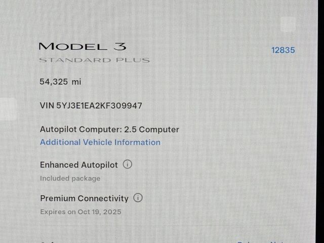 2019 Tesla Model 3 Standard Range Plus *ENHANCED AUTOPILOT, NAVIGATION, SAFETY ALERTS, ADAPTIVE CRUISE, SURROUND VIEW CAMERAS, PANORAMA GLASS ROOF, HEATED SEATS, BLUETOOTH Round Rock TX