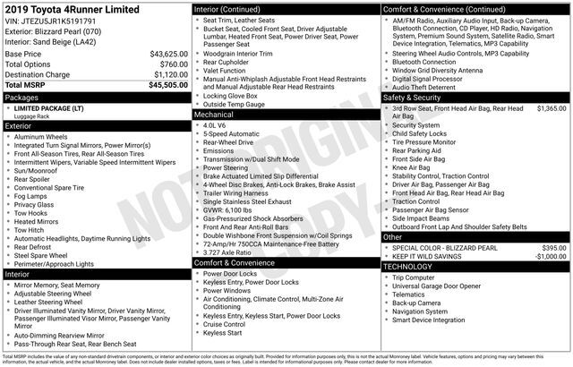 2019 Toyota 4Runner Limited Raleigh NC