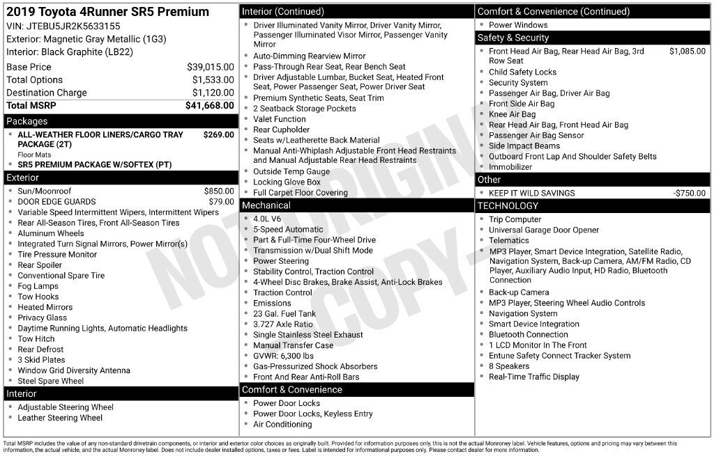 2019 Toyota 4Runner SR5 Premium OR