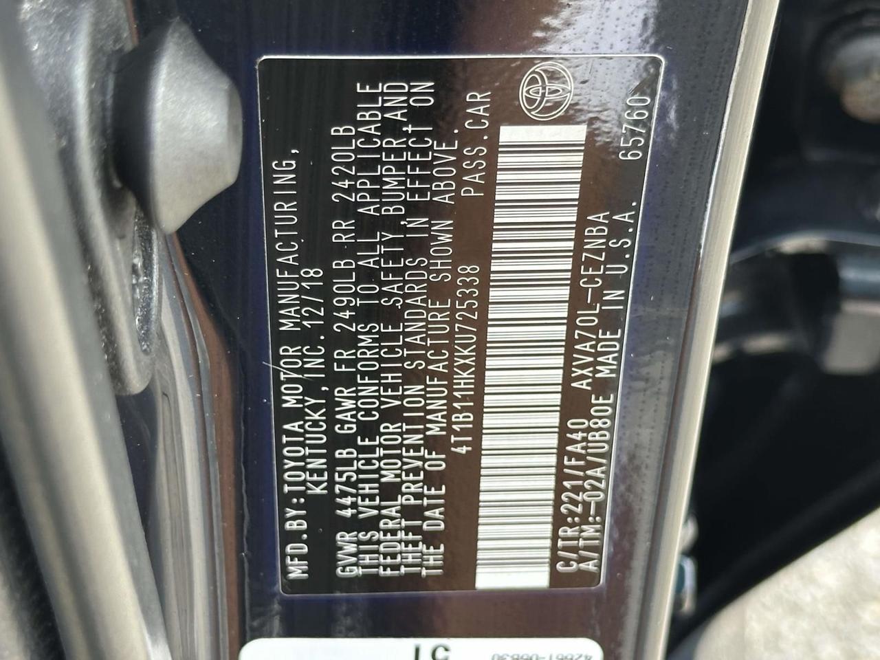 2019 Toyota Camry LE Alexandria VA