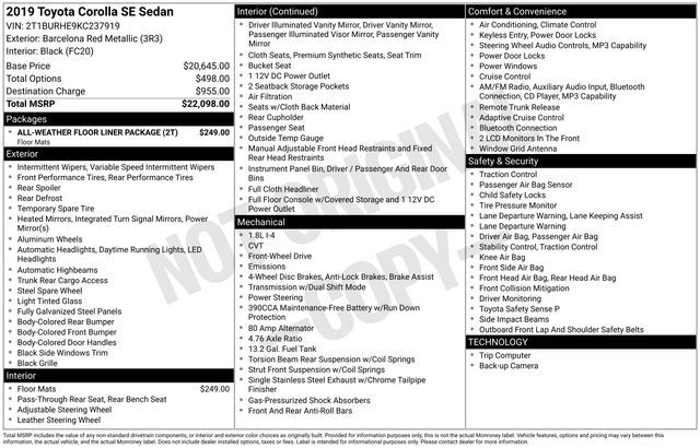 2019 Toyota Corolla SE Raleigh NC