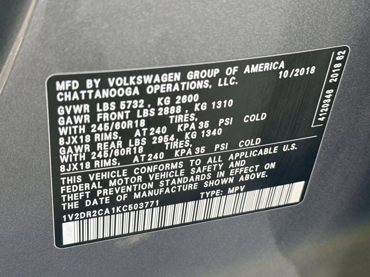 2019 Volkswagen Atlas 3.6L V6 SE San Antonio TX