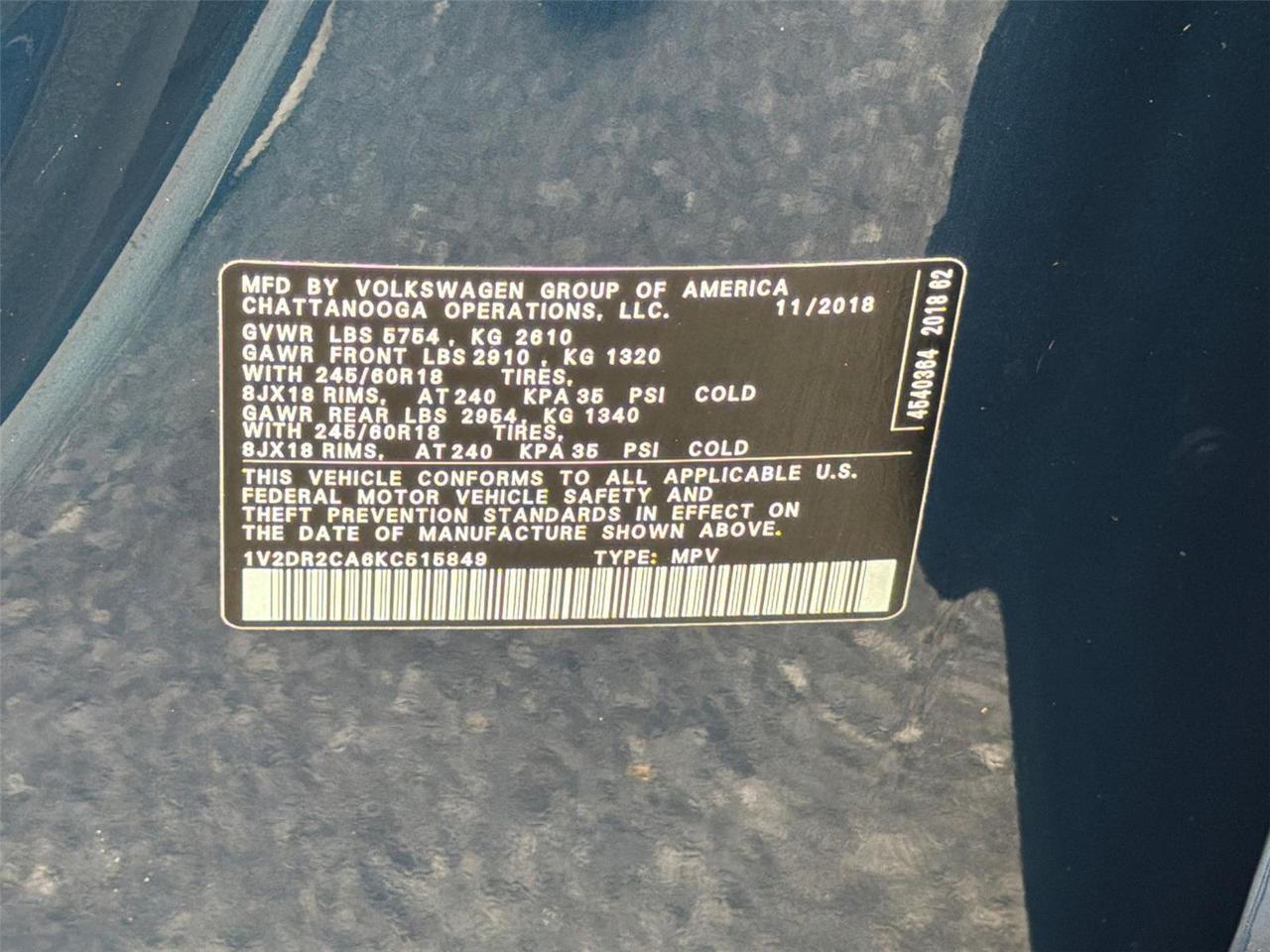 2019 Volkswagen Atlas 3.6L V6 SE Hagerstown MD