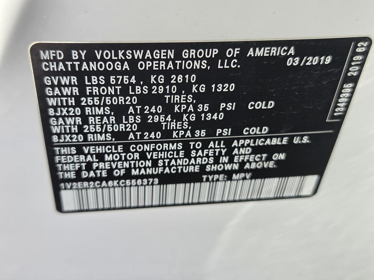 2019 Volkswagen Atlas 3.6L V6 SEL FWD Beeville TX