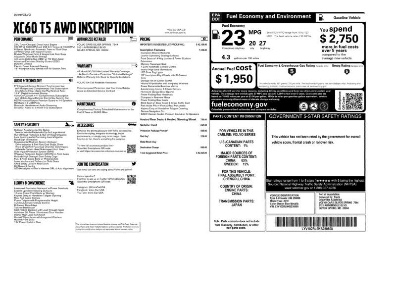 2019 Volvo XC60 T5 Inscription AWD Arlington VA