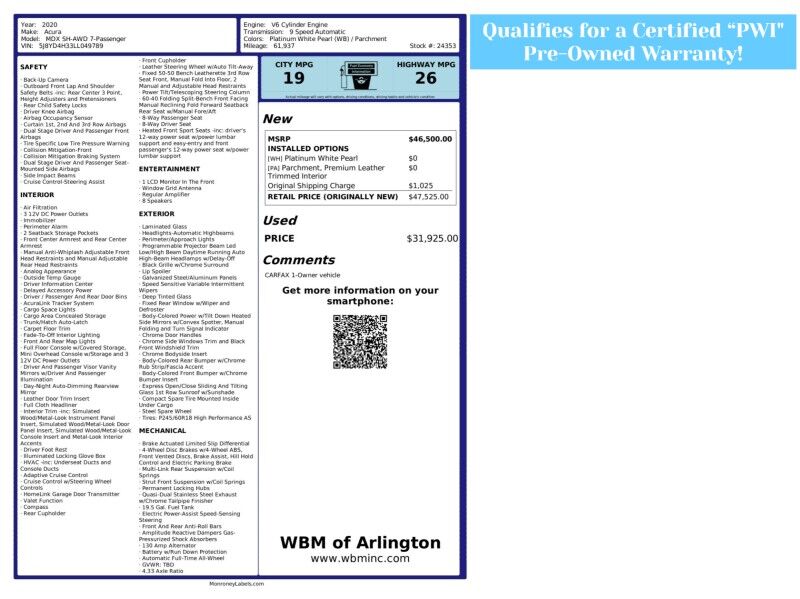 2020 Acura MDX SH-AWD Arlington VA