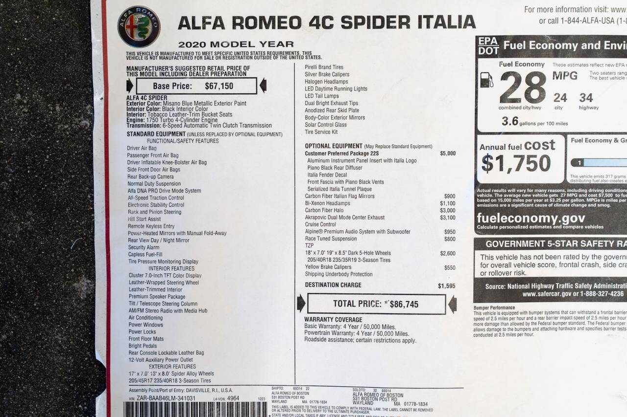 2020 Alfa Romeo 4C Spider San Clemente CA
