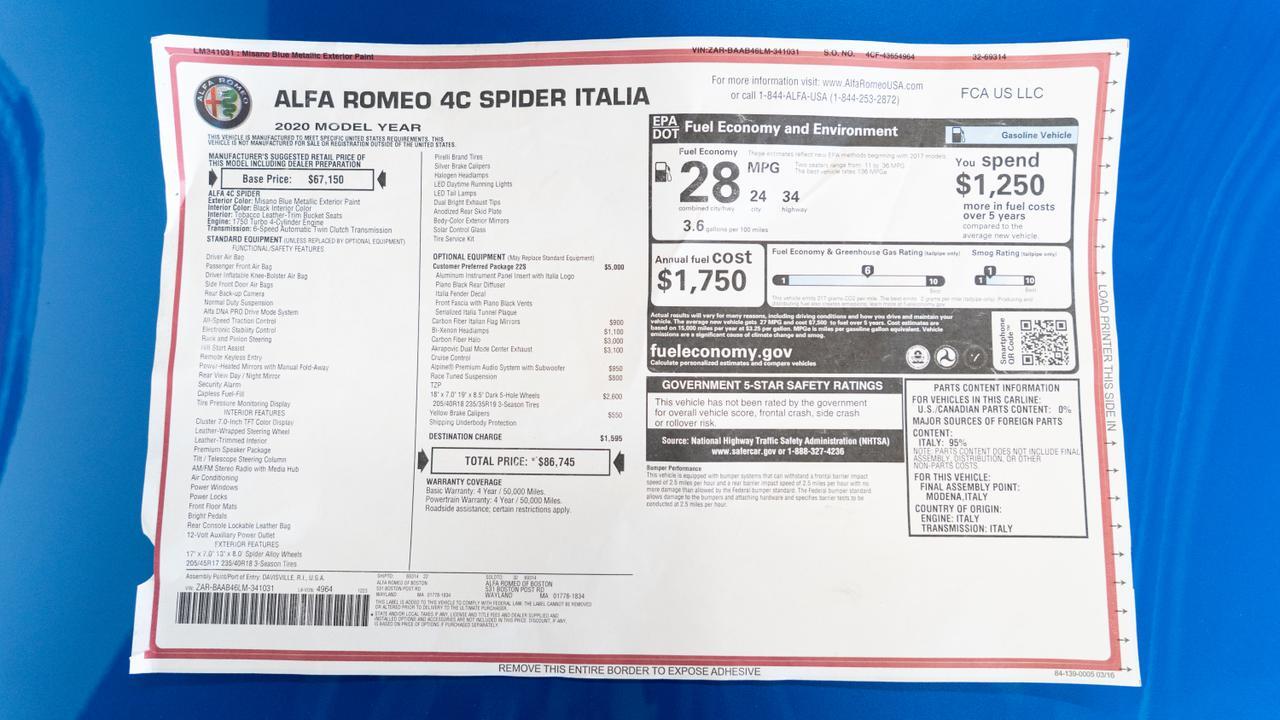 2020 Alfa Romeo 4C Spider San Clemente CA
