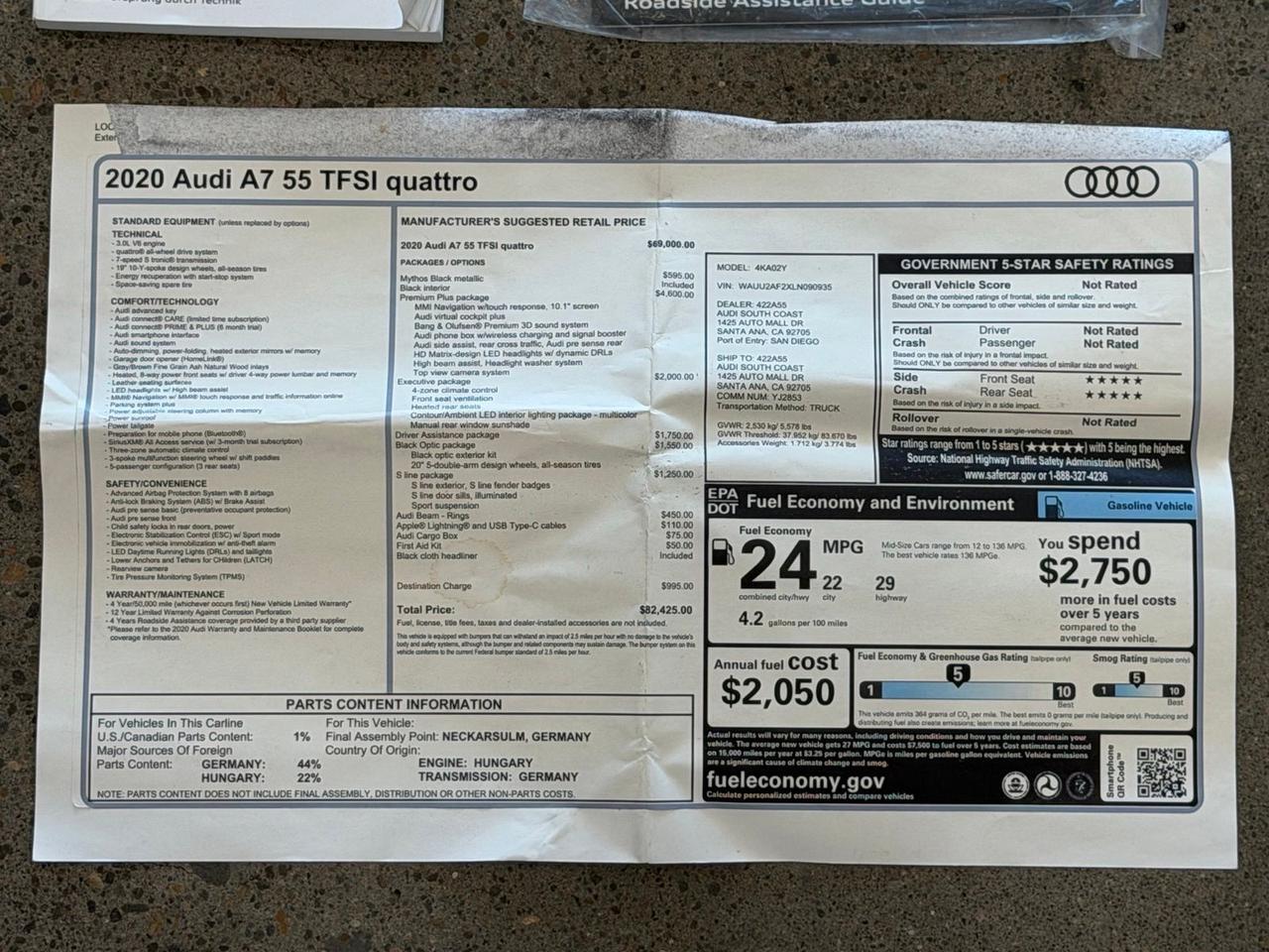 2020 Audi A7 3.0T Premium Plus Gladstone OR