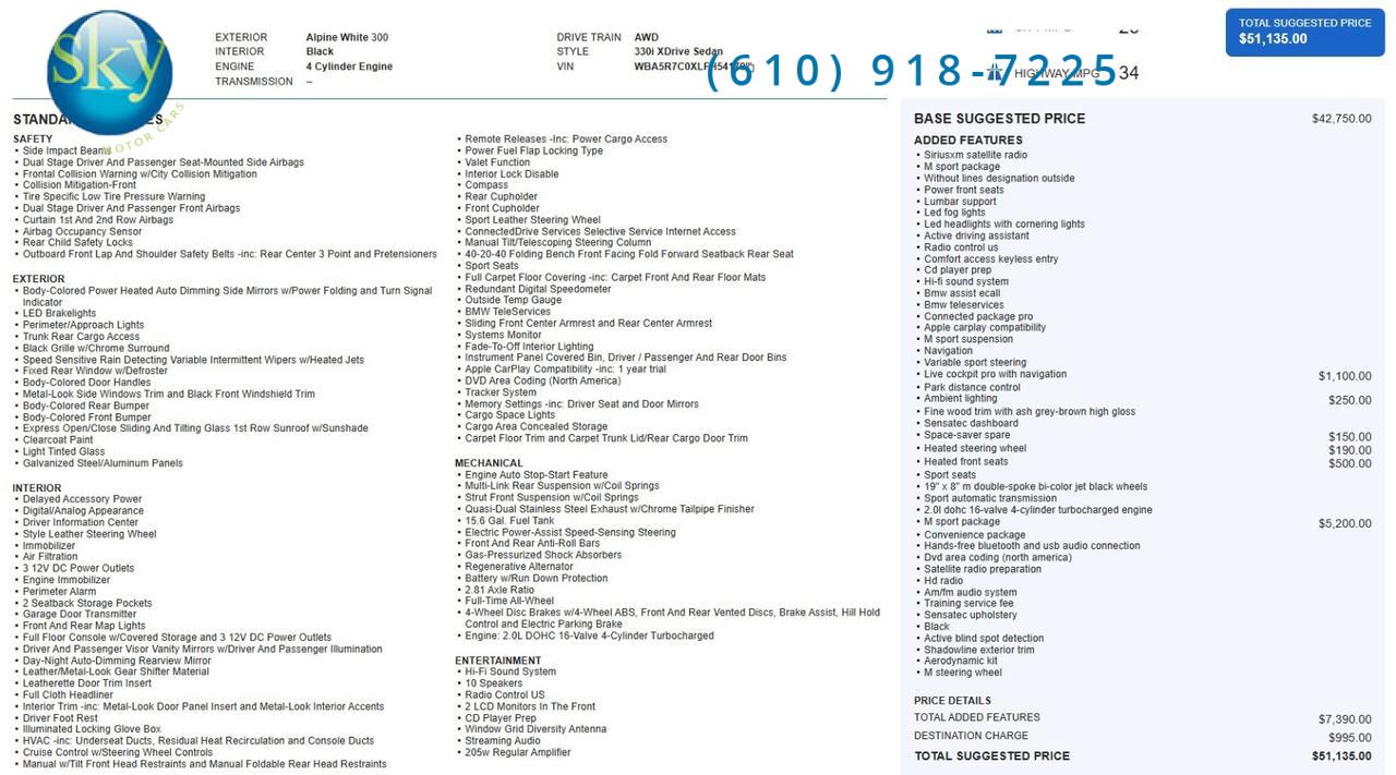 2020 BMW 3 Series 330i xDrive M-Sport Package