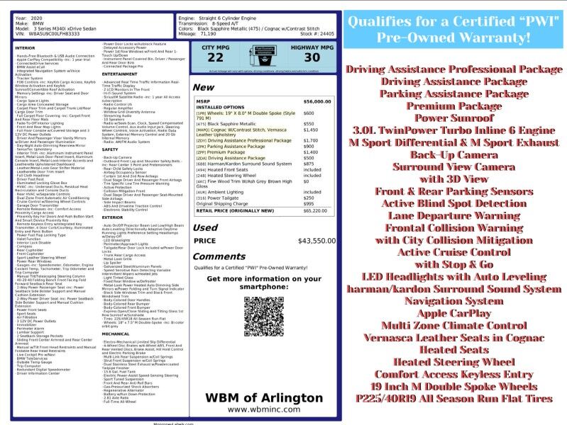 2020 BMW 3 Series M340i xDrive Sedan AWD Arlington VA