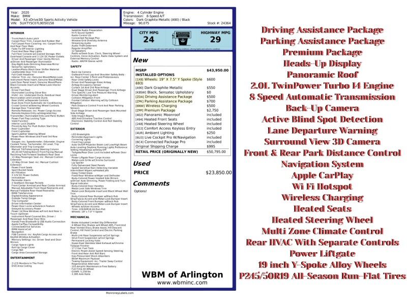 2020 BMW X3 xDrive30i AWD Sports Activity Vehicle