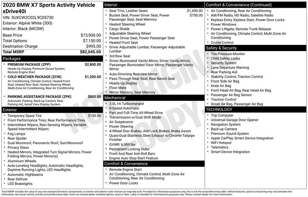 2020 BMW X7 xDrive40i OR