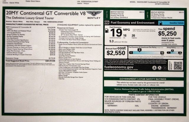 2020 Bentley Continental GTC V8 ($281,915 MSRP) *MULLINER DRIVING SPEC* *ONLY 3700 MILES* *$60,000 IN OPTIONS* San Diego CA