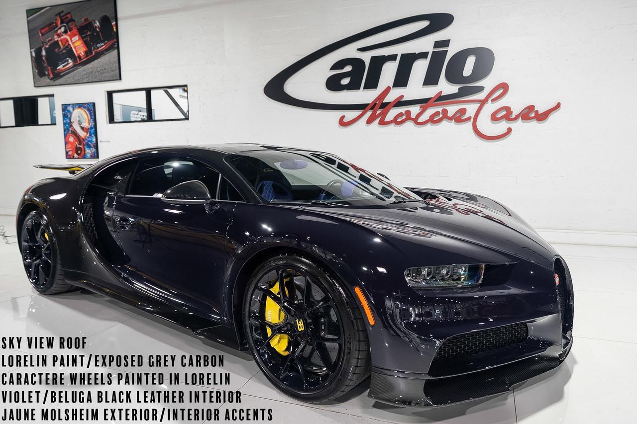 2020 Bugatti Chiron Lorelin paint/exposed grey carbon,Beluga interior,Caractere wheels in Lorelin,Sky View roof & MORE!!