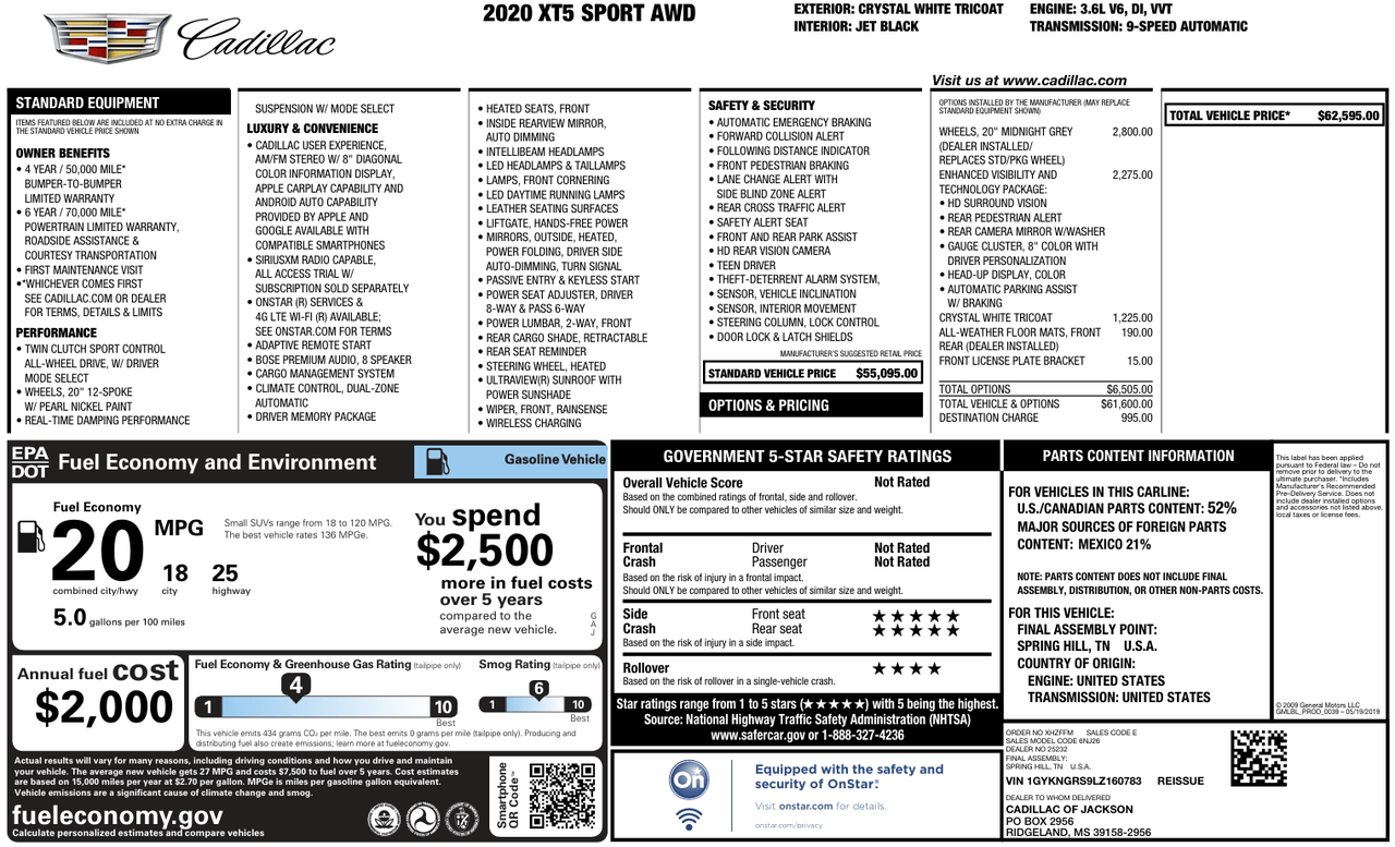 2020 Cadillac XT5 Sport AWD Knoxville TN