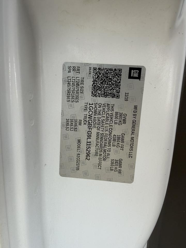 2020 Chevrolet G2500 Extended Cargo Van 6.0L V8 Collinsville OK