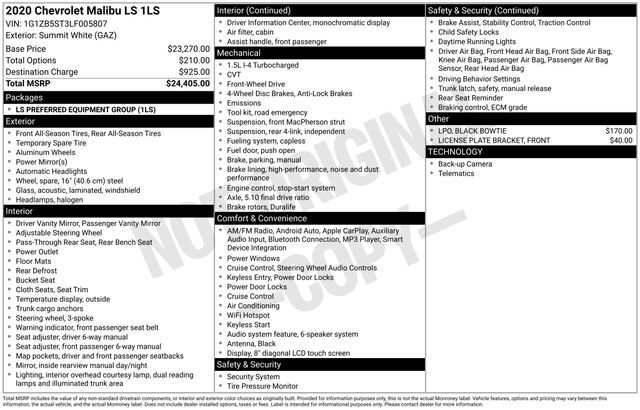 2020 Chevrolet Malibu LS Raleigh NC