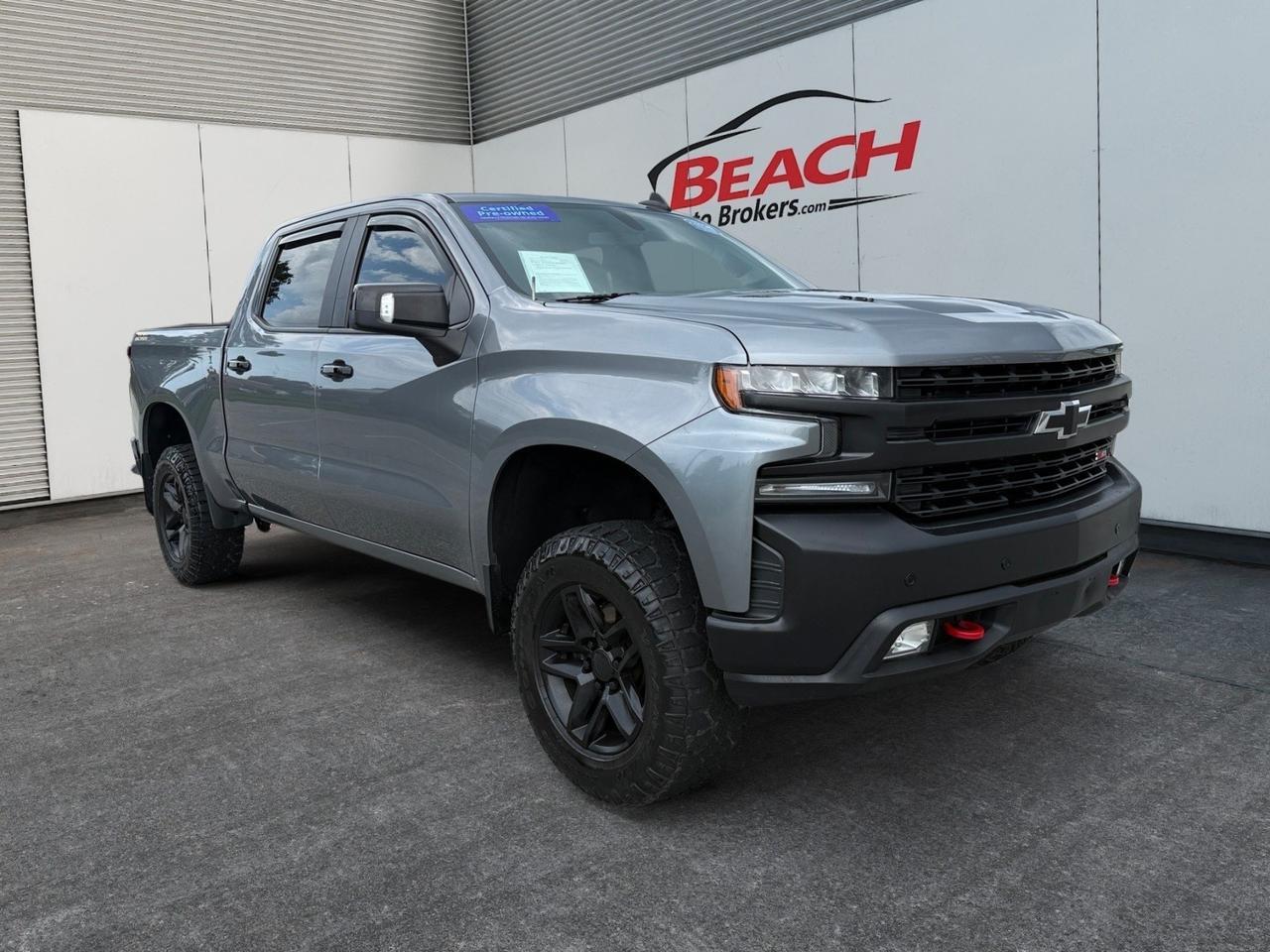 2020 Chevrolet Silverado 1500 LT Trail Boss, APPLE CARPLAY/ANDROID AUTO, LEATHER HEATED SEATS, SUNROOF, BED COVER, POWER SLIDING REAR WINDOW, UNIVERSAL GARAGE DOOR OPENER, WIFI, BACKUP CAMERA, POWER/HEATED MIRRORS, TOW HOOKS, TOW PACKAGE, BED LINER, RUNNING BOARDS, CLEAN CARFAX!