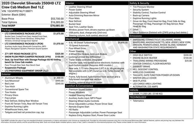2020 Chevrolet Silverado 2500HD LTZ Raleigh NC