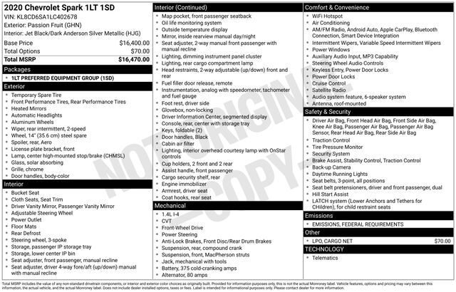 2020 Chevrolet Spark 1LT Raleigh NC