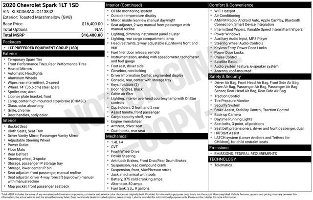 2020 Chevrolet Spark 1LT Raleigh NC