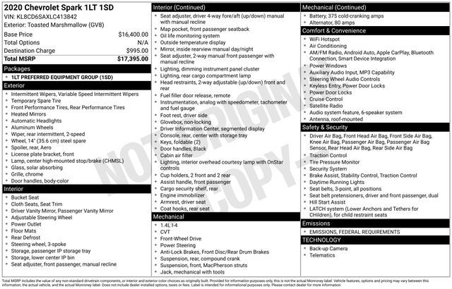 2020 Chevrolet Spark 1LT Raleigh NC